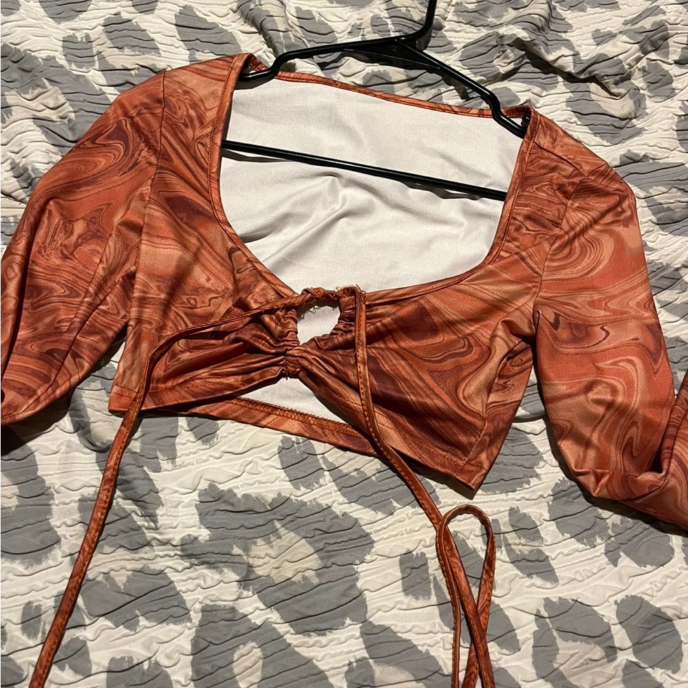Elegant Rust Swirl Women's Top